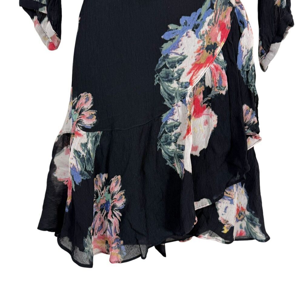 All Saints Dress Women Small Blue Dark Floral Romantic Flirtatious Ruffle Boho - Picture 5 of 12